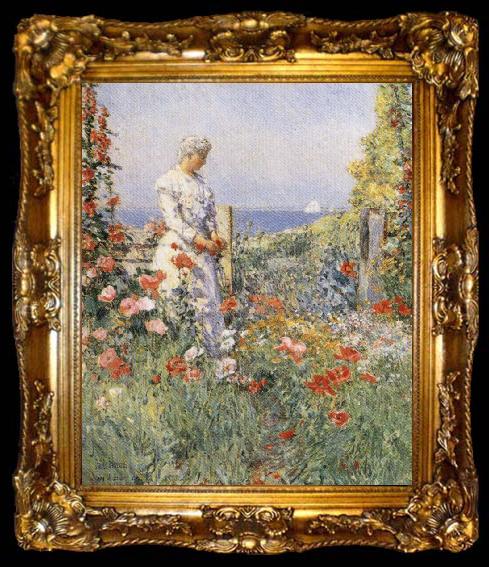 framed  Childe Hassam In the Garden:Celia Thaxter in Her Garden, ta009-2